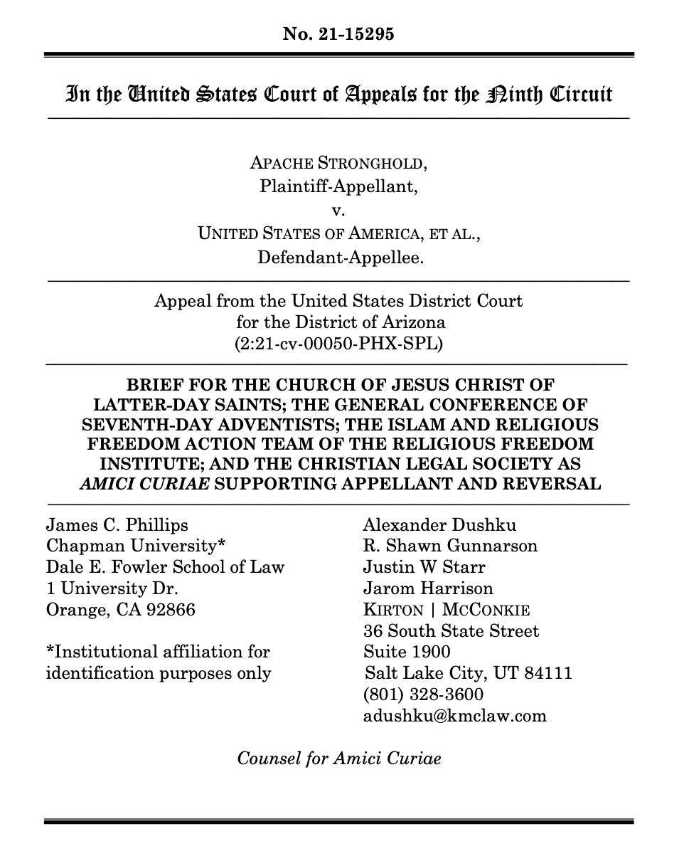 Apache Stronghold v. United States - Religious Freedom Institute