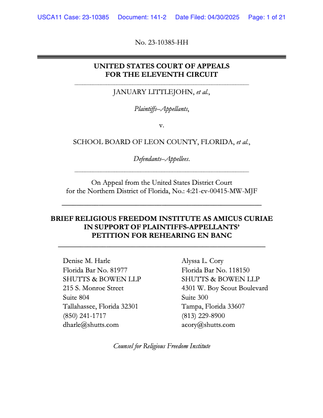 Featured image for “Littlejohn v. School Board of Leon County, Florida”